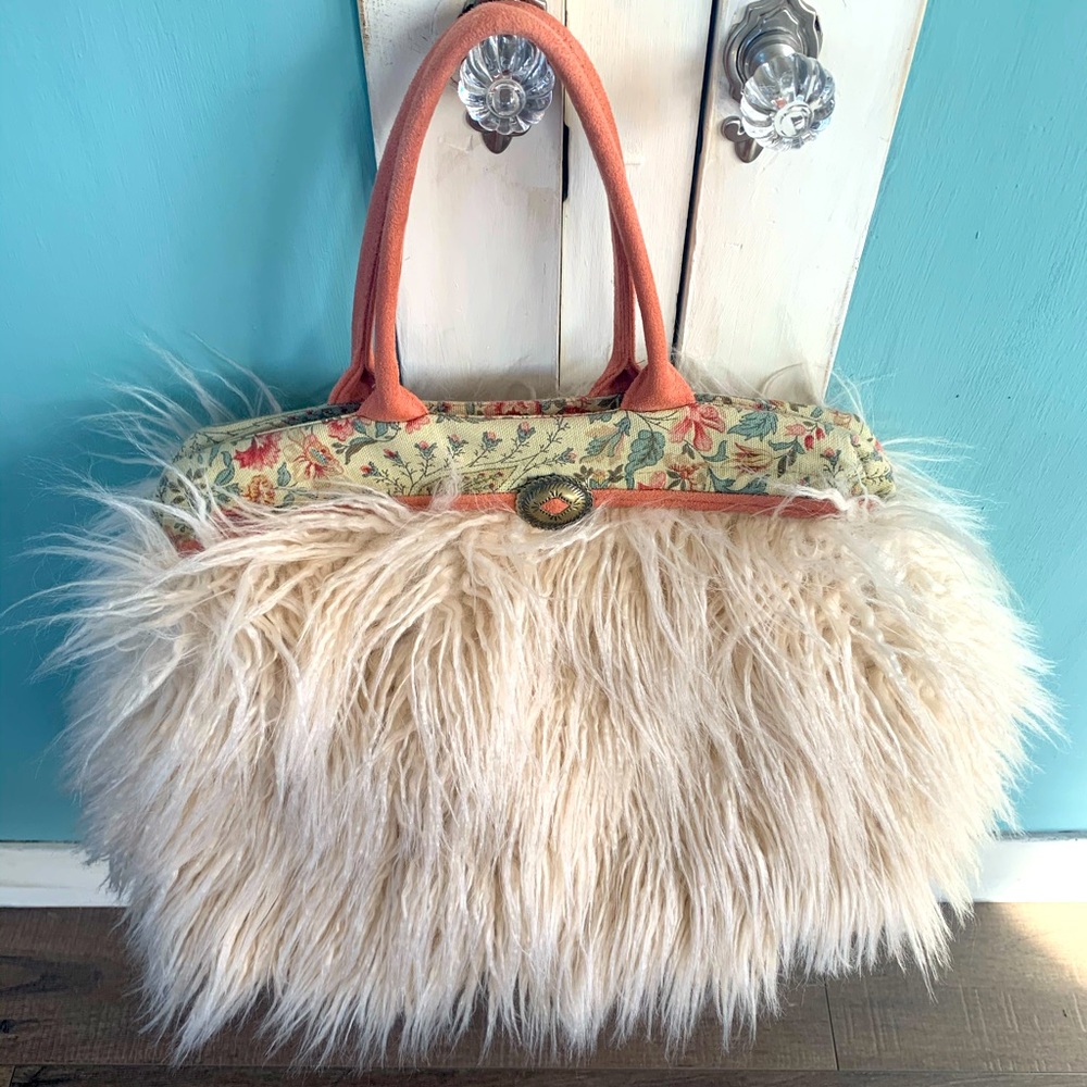 Atenti faux fur boho bag
